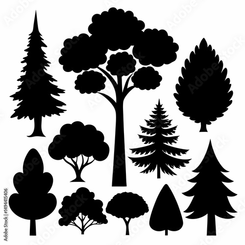 Collection of black silhouette tree images
