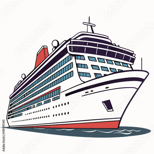 Large cruise ship sailing on calm ocean water