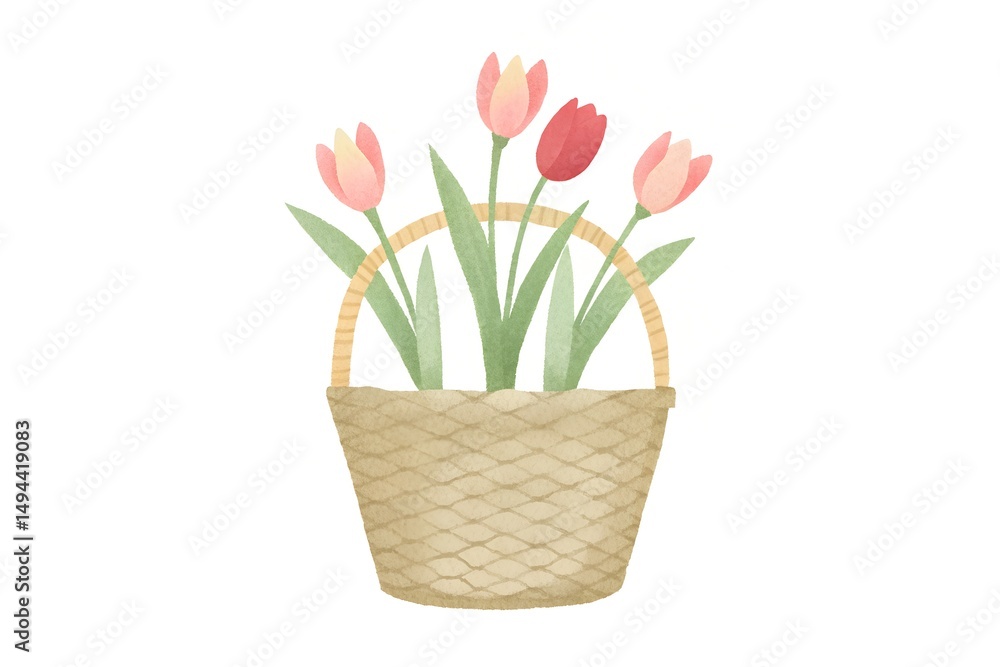 tulips in basket tulips in basket