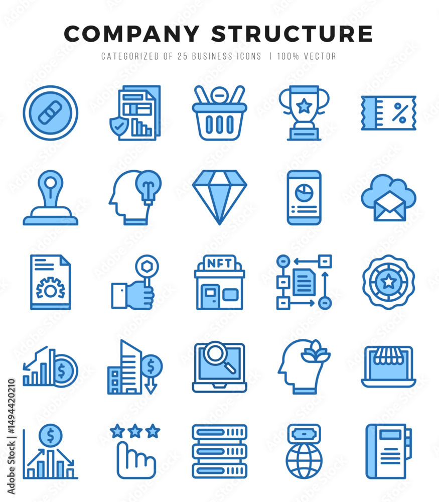 Company Structure Icons Pack. Two Color icons set. Two Color icon collection set. Company Structure Icons Pack. Two Color icons set. Two Color icon collection set.