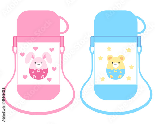 水筒のイラストセット