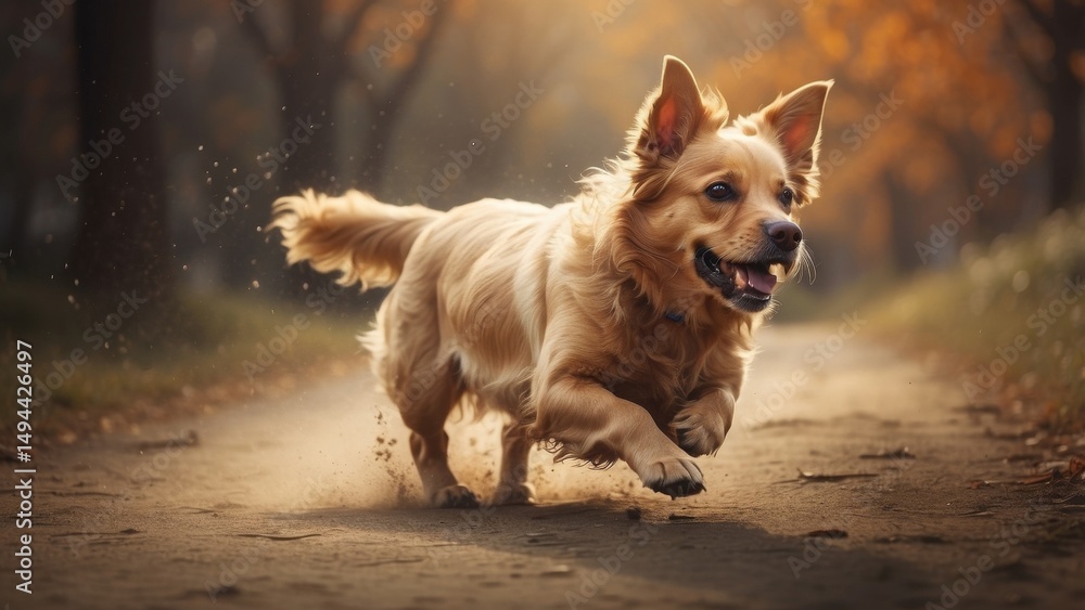 Naklejka premium A dog chasing its tail