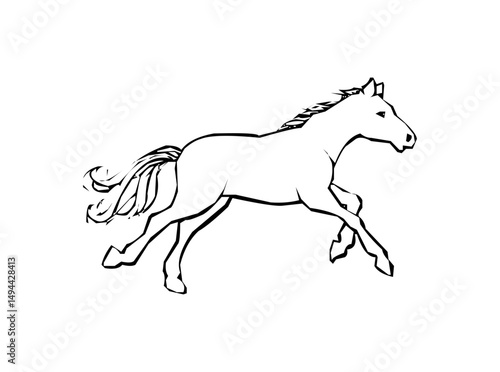 Horse black outline logo design, minimal horse icon, vector SVG file, downloadable horse silhouette, equine symbol, modern logo art