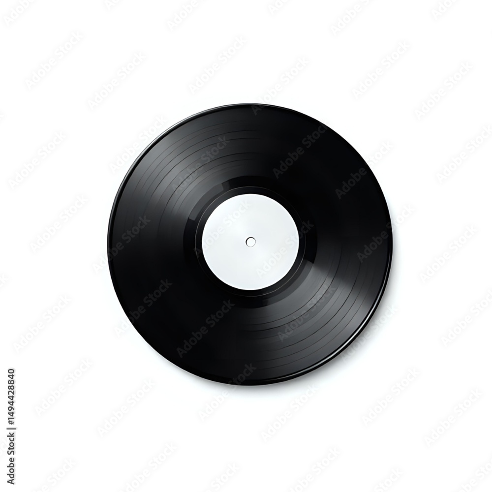 Obraz premium Classic Black Vinyl Record Isolated on White