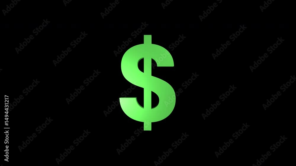 3D Dollar currency symbol with rotation movement isolated on a transparent background in 4K with an alpha channel. 3D Dollar currency symbol with rotation movement isolated on a transparent background in 4K with an alpha channel.