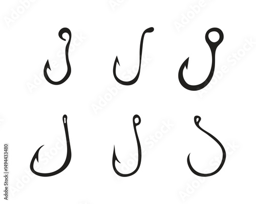 Fishing hooks vector image black