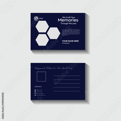 Blue abstract photographer postcard