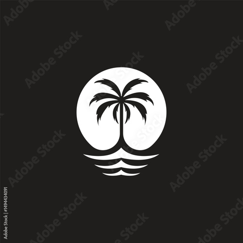 Palm tree summer logo template