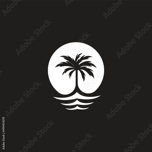 Palm tree summer logo template