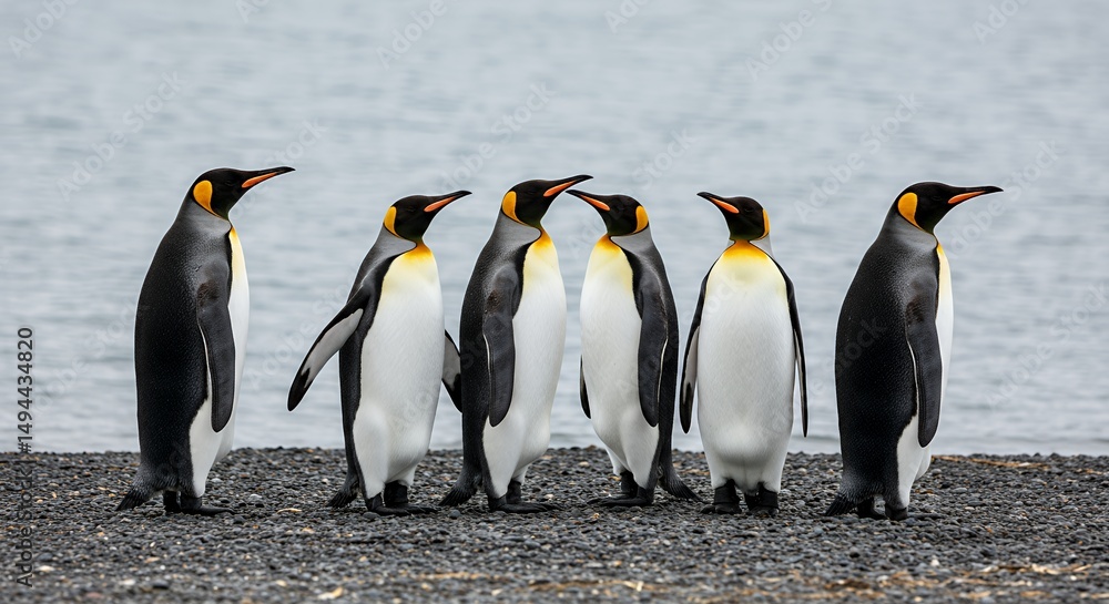Fototapeta premium Majestic King Penguins on Antarctic Shore