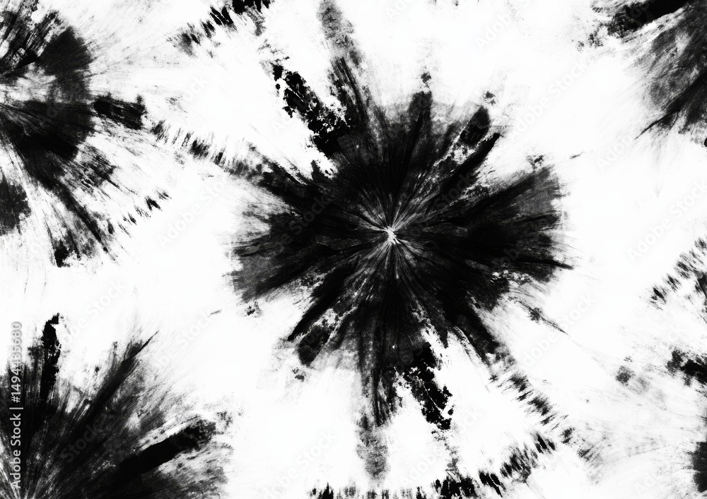 Tie-dye pattern, flat lay, black and white, digital art style Tie-dye pattern, flat lay, black and white, digital art style
