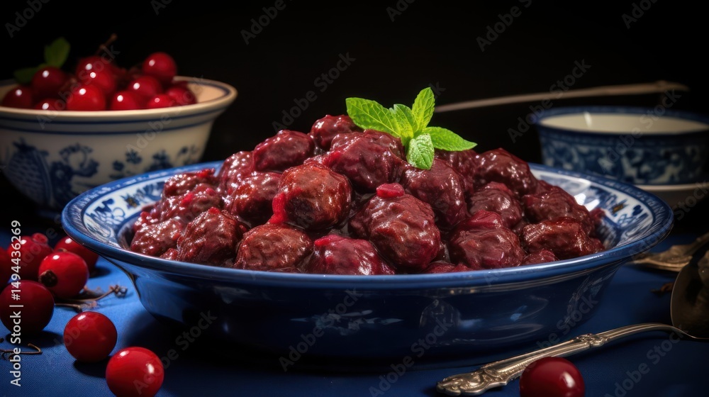 Cherry compote with mint, a sweet and vibrant dessert. Cherry compote with mint, a sweet and vibrant dessert.