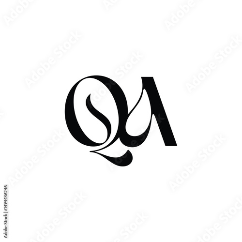 QA monogram logo design letter text name symbol monochrome logotype alphabet character simple logo