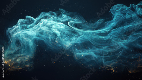A swirling vortex of emerald green and sapphire blue smoke, a macabre canvas against a stark black backdrop, evokes an atmosphere of mystery and dread, hinting at a haunting tale or a hidden 