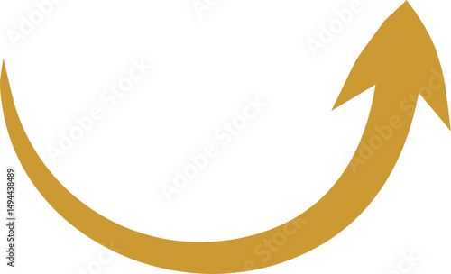 golden arrow sign curves up direction up or down, scratch and brush