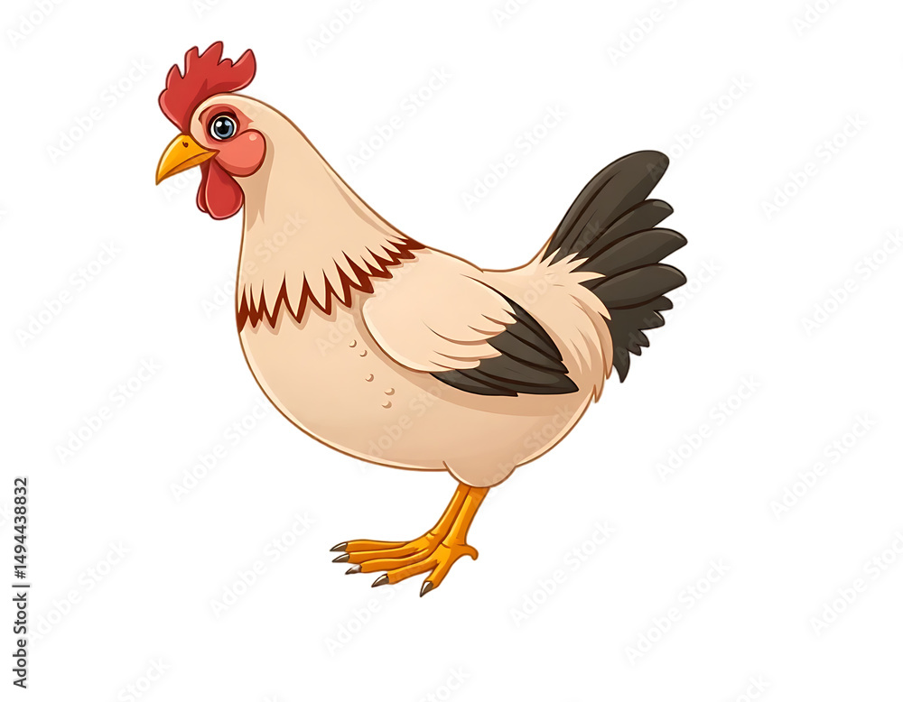 Fototapeta premium Cartoon Illustration of a White Hen