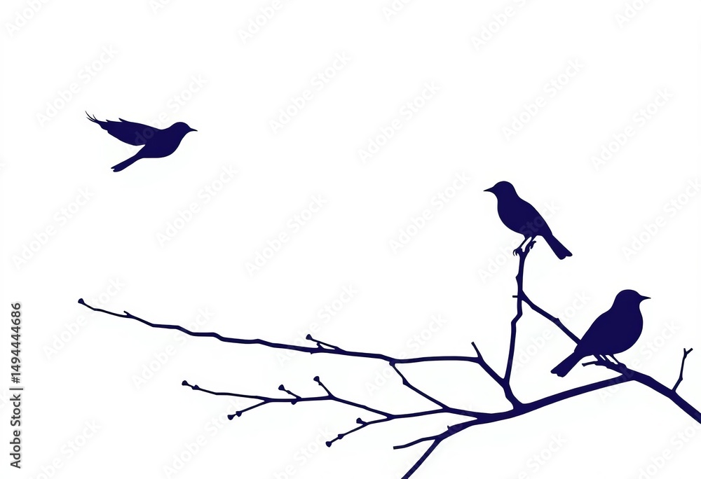 Fototapeta premium Abstract silhouettes of birds in a minimalist Scandinavian boho style , design element, graphic design