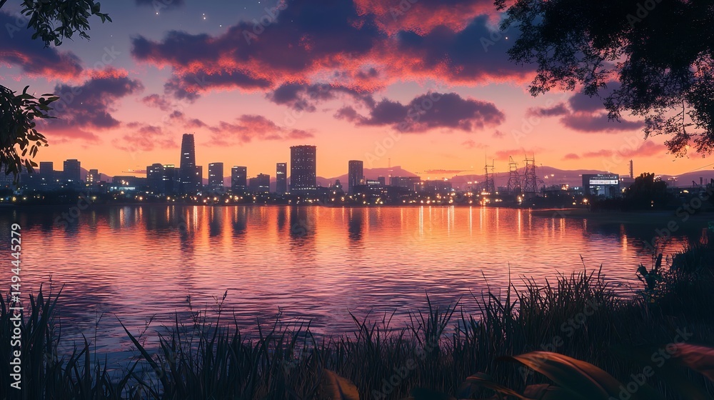Fototapeta premium Sunset pink clouds - Sonnenuntergang