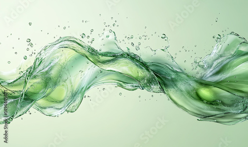 Green liquid flows gracefully, creating captivating visual symphony