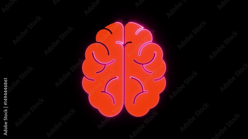 Neon brain illustration on black background symbolizing neurology and thought Neon brain illustration on black background symbolizing neurology and thought