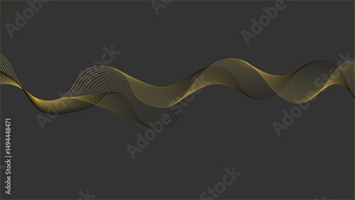 A subtle golden wavy line on a dark background.A sleek, wavy golden trail glows softly in the dark.
