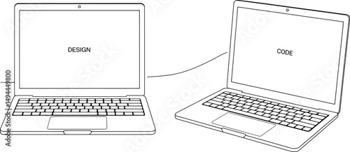 Design and code collaboration laptop connection illustration