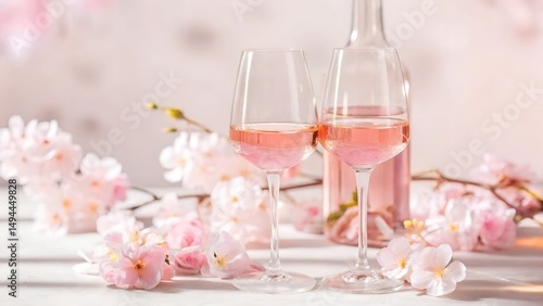 Delightful Rosé Wine and Cherry Blossoms A Springtime Toast