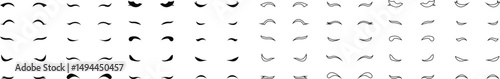 Eyelashes icon set, Minimalist abstract hand drawn eye doodle sketch trend silhouette cut out figurine. on transparent background Idea for business visit card, typography vector Perfect salon look