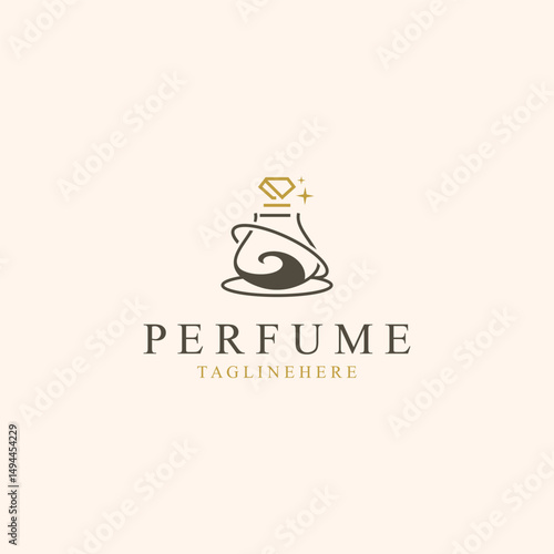 Perfume bootle logo design symbol can be used for business and cosmetic perfume shop template