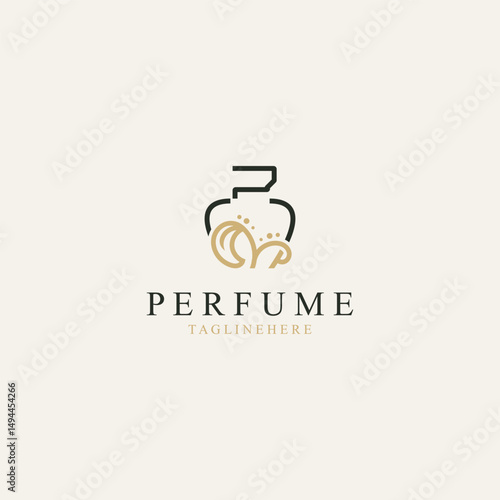 Perfume bootle logo design symbol can be used for business and cosmetic perfume shop template