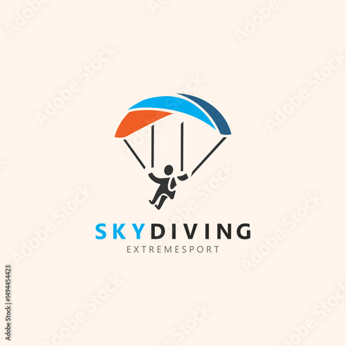 Skydiving logo sport high adventure Inspiration Silhouette Paragliding Template