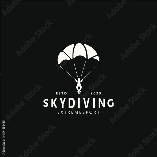 Skydiving logo sport high adventure Inspiration Silhouette Paragliding Template