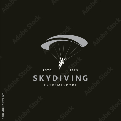 Skydiving logo sport high adventure Inspiration Silhouette Paragliding Template