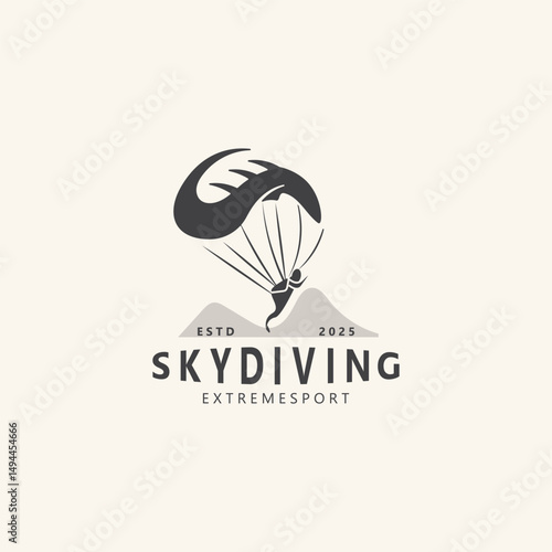 Skydiving logo sport high adventure Inspiration Silhouette Paragliding Template