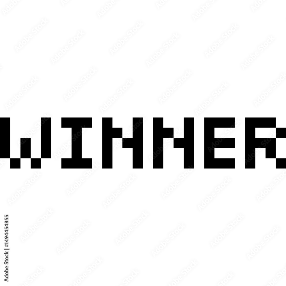 Pixel art game text set: winner, level up, game over. 8-bit retro style icons. Video game message Pixel art game text set: winner, level up, game over. 8-bit retro style icons. Video game message