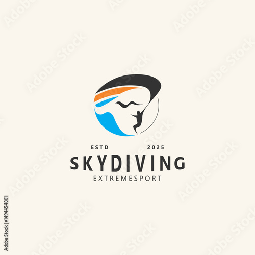 Skydiving logo sport high adventure Inspiration Silhouette Paragliding Template
