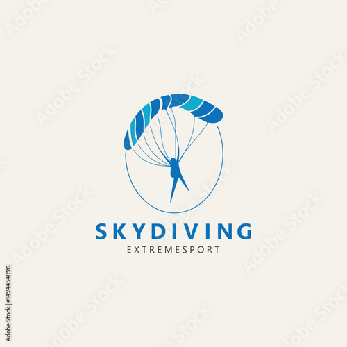 Skydiving logo sport high adventure Inspiration Silhouette Paragliding Template