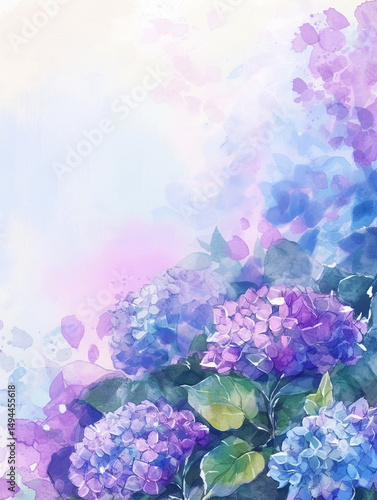 Wallpaper Mural 水彩風の紫陽花のイラスト Torontodigital.ca