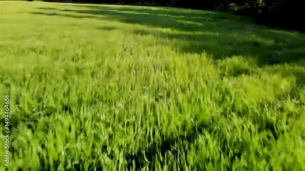 A close-up view of lush green grass swaying in a field under natural light. A close-up view of lush green grass swaying in a field under natural light.