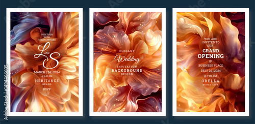 Wedding invitation template, business brochure template, flyer design, universal background, versatile vector background, creative brochure template, floral art party invitation template