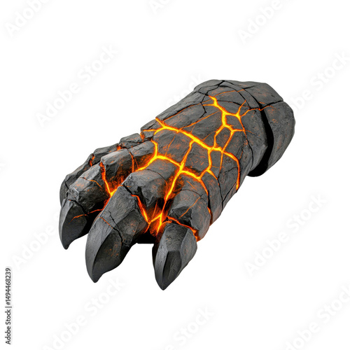Fiery Volcanic Rock Claw Glowing Lava in Stone Hand