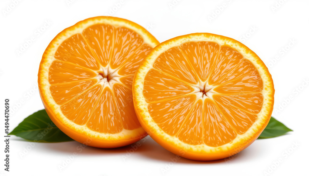 Fototapeta premium Fresh halved orange with vibrant color and juicy texture, perfect for refreshing snack or drink
