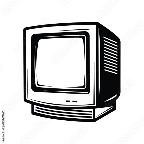 Old Television Set Black and White Retro Style Classic Analog TV Technology Vintage Look