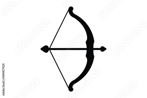 bow and arrow icon vector, archery bow silhouette vector