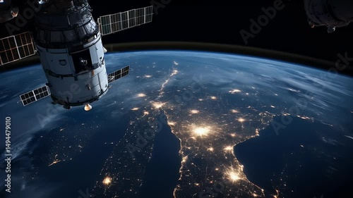 Earth at night seen from orbiting space station
