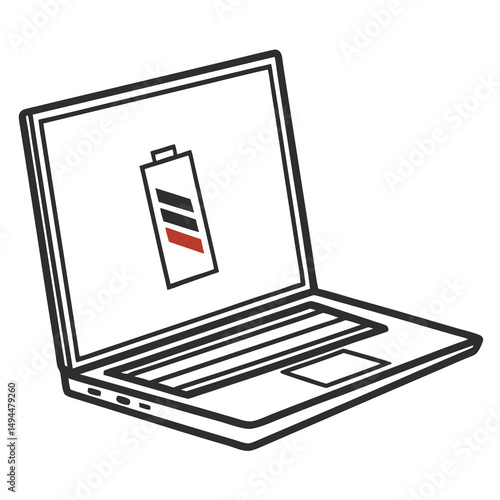 laptop with the batter sign