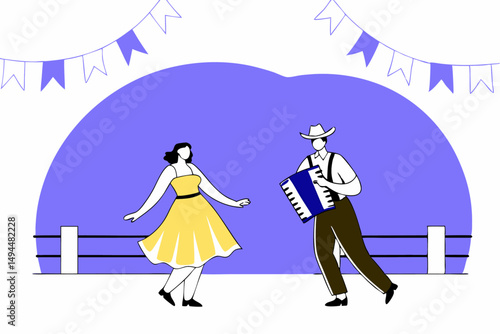 Joyful couple dancing with woman in yellow dress and man in motion great for romantic lifestyle content party visuals and celebratory digital graphics