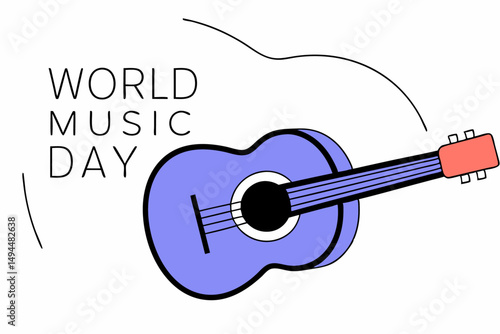 minimalist guitar graphic with yellow background showcasing music appreciation on a global level