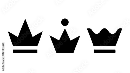 Minimalist Monochrome Crown Silhouette in a Simple Modern Design Representing Royalty, Elegance, and Regal Symbolism in Contemporary Graphic Art