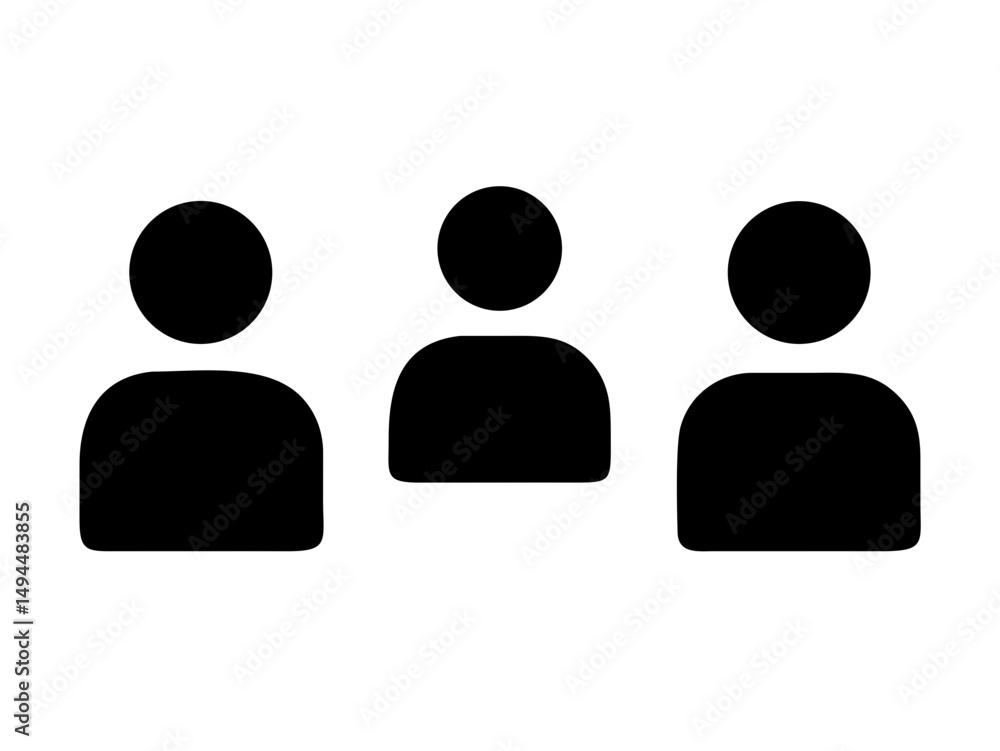 Minimalist Monochrome Illustration of Simple Human Faces in Front-Facing Silhouettes with Clean Lines and Contemporary Design for Graphic and Conceptual Art Uses Minimalist Monochrome Illustration of Simple Human Faces in Front-Facing Silhouettes with Clean Lines and Contemporary Design for Graphic and Conceptual Art Uses